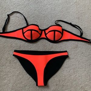 Vintage Neoprene Triangl Bustier Bikini